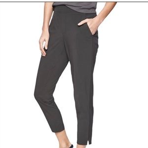 Athleta Brooklyn Ankle Pants Dark Grey Onyx Brown Lightweight Active Pants Sz 12